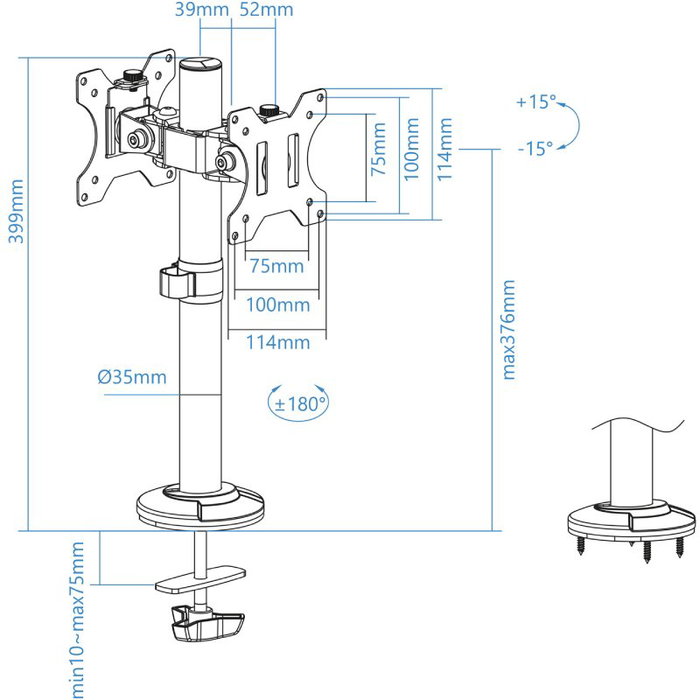 Tooq Soporte de Mesa para 2 Monitores DB1132TN-B 17''-32'' Tooq Soporte de Mesa para 2 Monitores DB1132TN-B 17''-32''